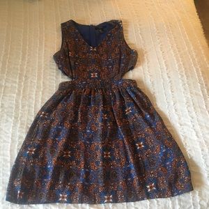 Orange & Blue Forever 21 Cutout Dress